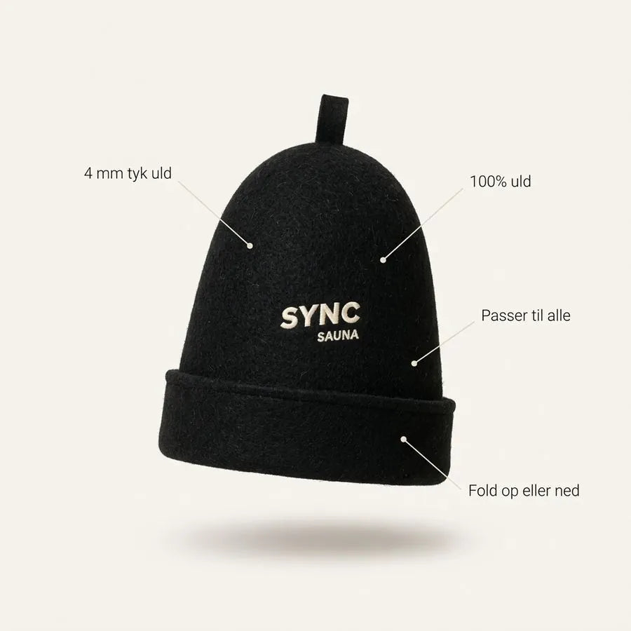 Smoke saunahue med noter: 4 mm tyk uld, 100% uld, passer til alle, fold op eller ned